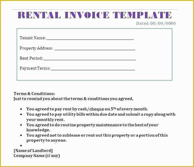 Free Rent Invoice Template Word Of Rental Receipts for Tenants Blank Rent Receipt Printable