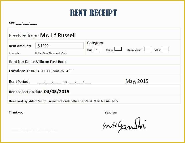 Free Rent Receipt Template Excel Of 14 Rent Receipt Templates Excel Pdf formats