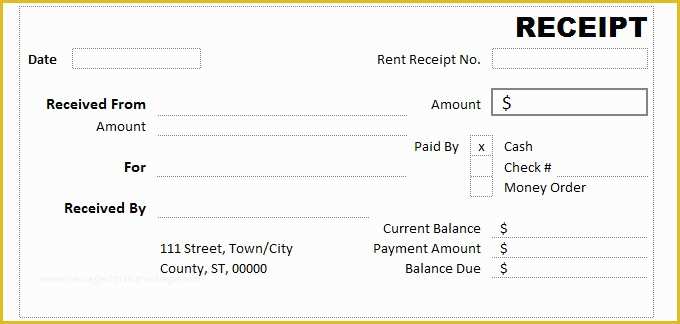 Free Rent Receipt Template Excel Of Receipt Template Excel