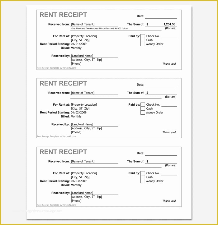 Free Rent Receipt Template Excel Of Rent Receipt Template 9 forms for Word Doc Pdf format