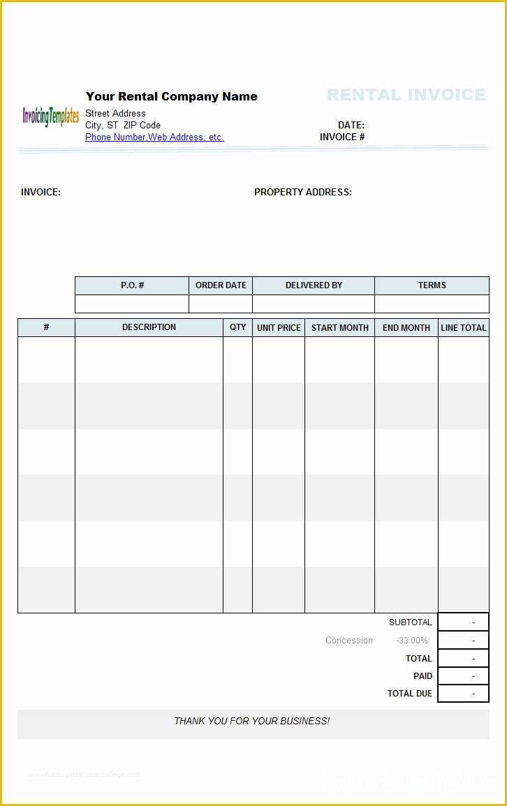 Free Rent Receipt Template Excel Of Rental Invoice Template Excel