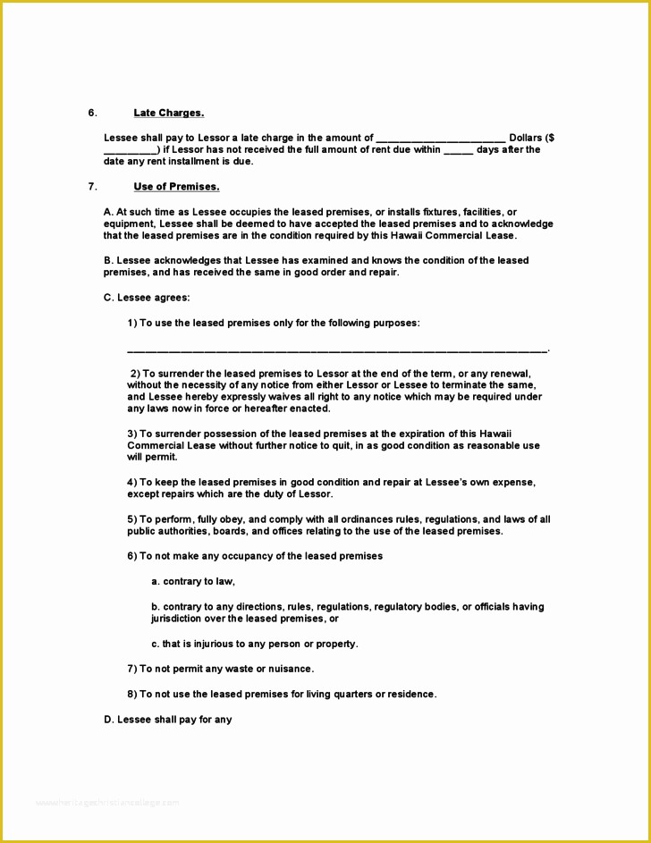 Free Rental Agreement Template Hawaii Of Hawaii Mercial Lease Agreement Template Free Download