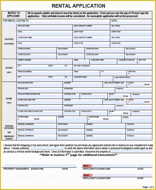 Free Rental Agreement Template Hawaii Of Printable Sample Rental Applications form
