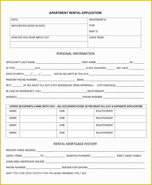 Free Rental Application form Template Of 17 Printable Rental Application Templates