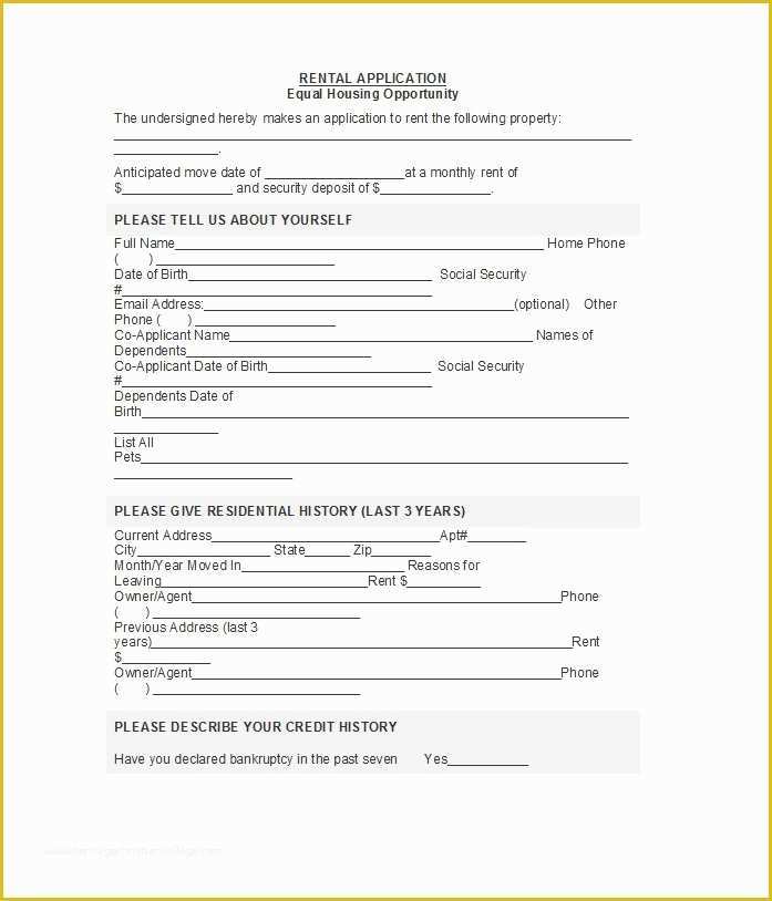 Free Rental Application form Template Of 42 Free Rental Application forms & Lease Agreement