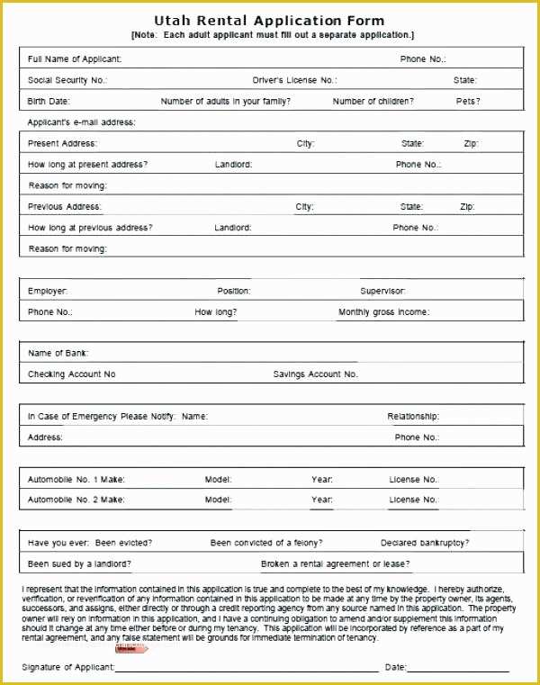 Free Rental Application form Template Of Editable Rental Application Template Free Download form