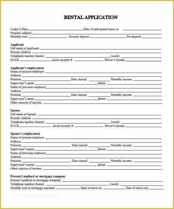 Free Rental Application form Template Of Rental Application – 18 Free Word Pdf Documents Download