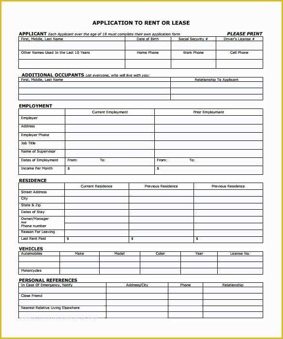 Free Rental Application form Template Of Rental Application – 18 Free Word Pdf Documents Download