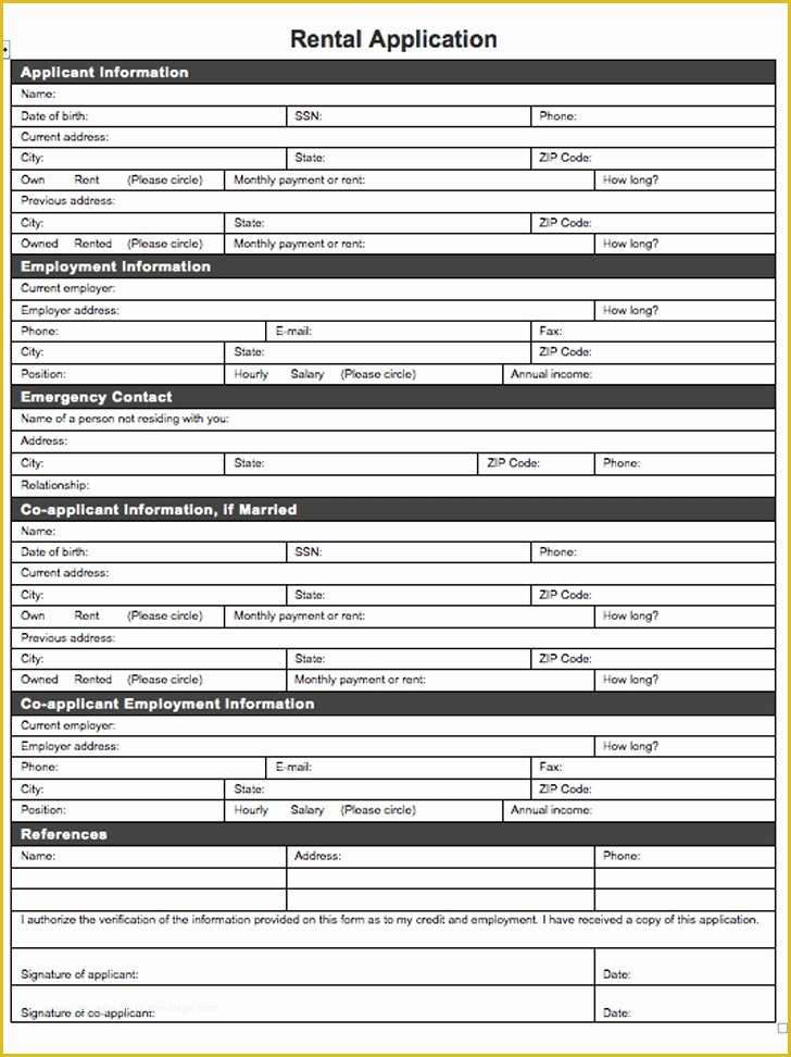 Free Rental Application form Template Of Rental Application Template