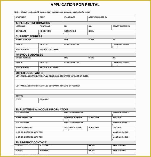 Free Rental Application Template Of 13 Rental Application Templates – Free Sample Example