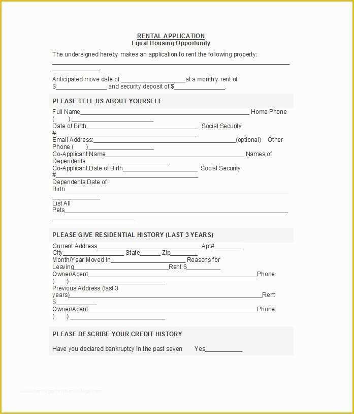 Free Rental Application Template Of 42 Free Rental Application forms & Lease Agreement