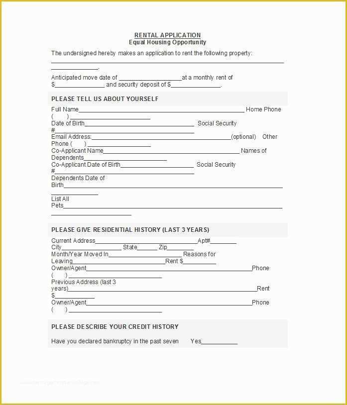 Free Rental Application Template Of 42 Free Rental Application forms &amp; Lease Agreement