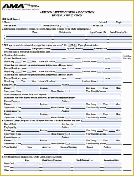 Free Rental Application Template Of Free Arizona Rental Application – Pdf Template