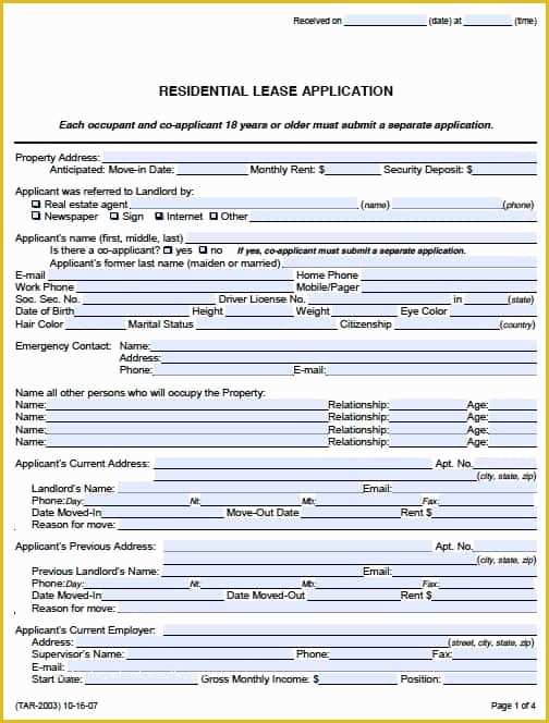 Free Rental Application Template Of Free Texas Rental Application form – Pdf Template