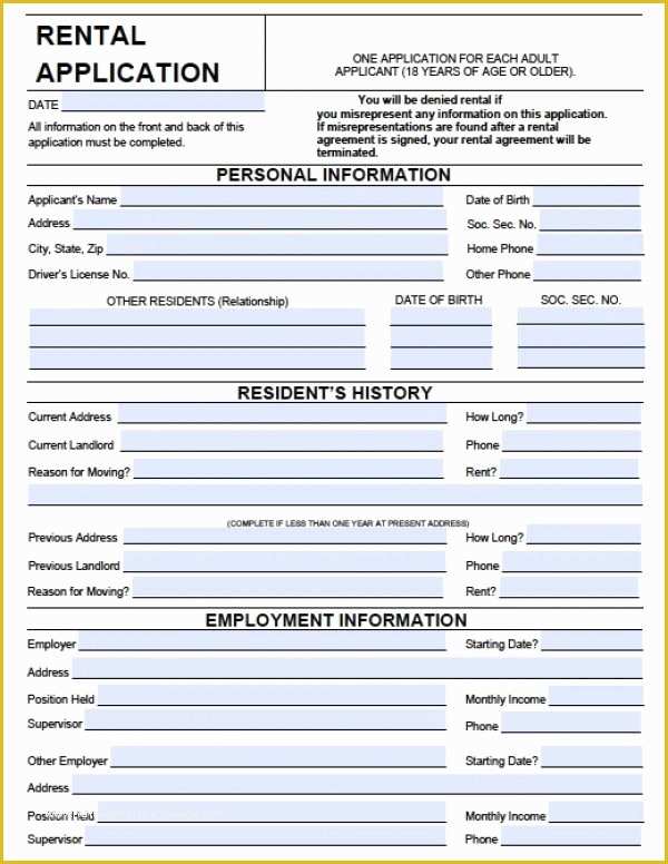 Free Rental Application Template Of Free Wisconsin Rental Application Pdf