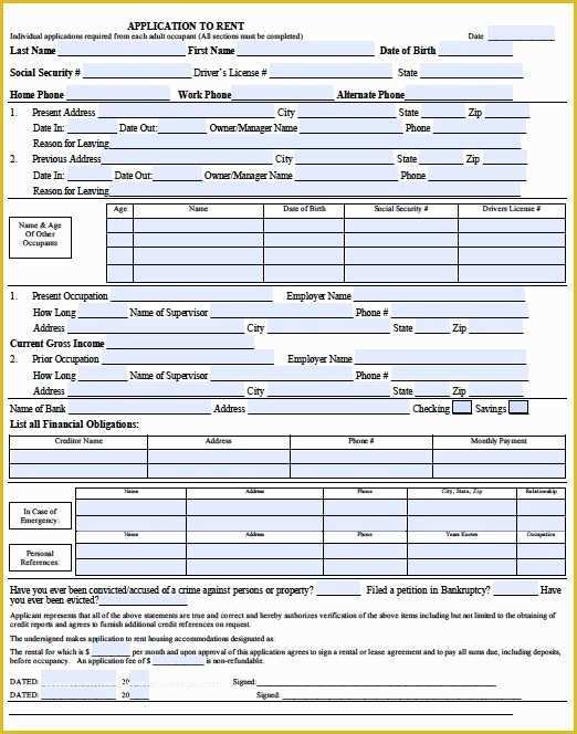 Free Rental Application Template Of Printable Sample Free Rental Application form form