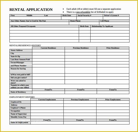 Free Rental Application Template Of Rental Application – 18 Free Word Pdf Documents Download