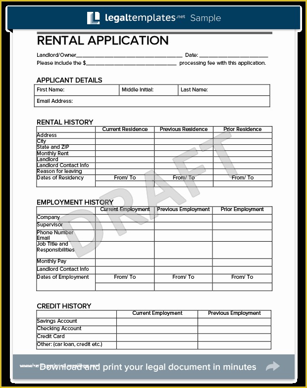 Free Rental Application Template Of Rental Application form
