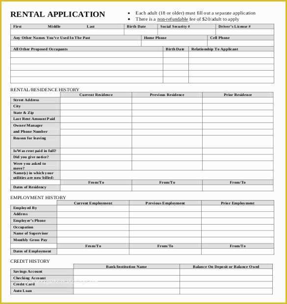 Free Rental Application Template Of Rental Application Template – 10 Free Word Pdf Documents