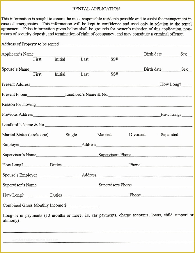 Free Rental Application Template Of Rental Application Template