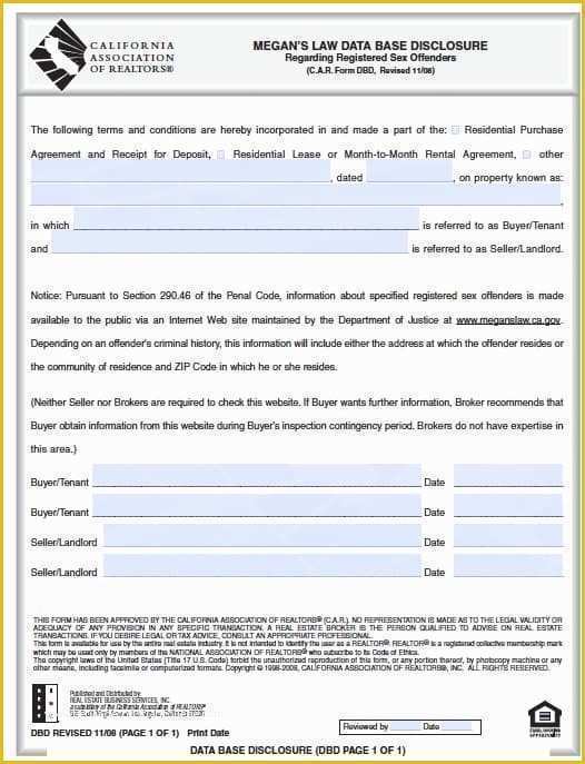 Free Rental Contract Template California Of Free California Megan’s Law Disclosure form – Pdf Template