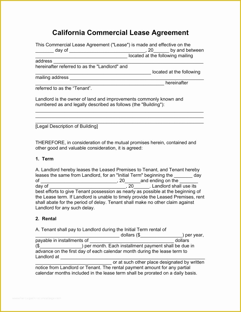 Free Rental Contract Template California Of Free California Mercial Lease Agreement Template Pdf