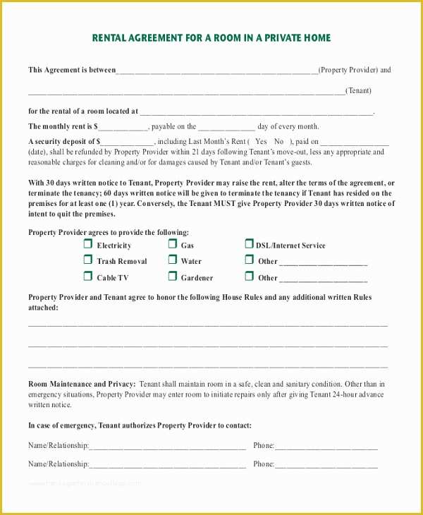 Free Rental Contract Template California Of Month to Month Room Rental Agreement Template
