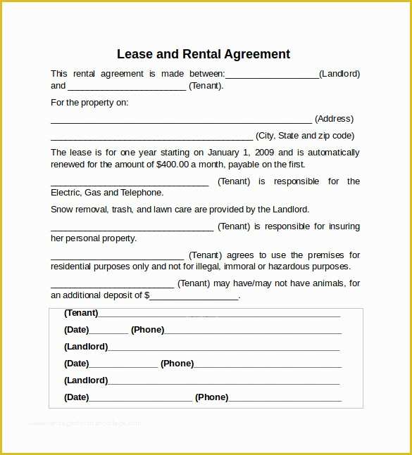 Free Rental Lease Template Word Of 10 Sample Rental Lease Agreement Templates