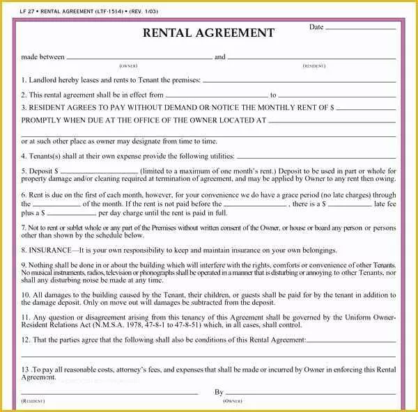 Free Rental Lease Template Word Of 20 Rental Agreement Templates Word Excel Pdf formats