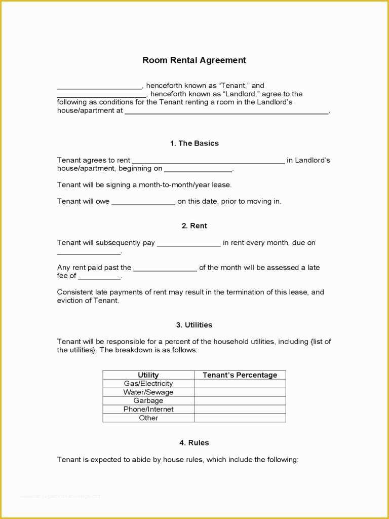 Free Rental Lease Template Word Of 39 original Blank Room Rental Agreement Eo J