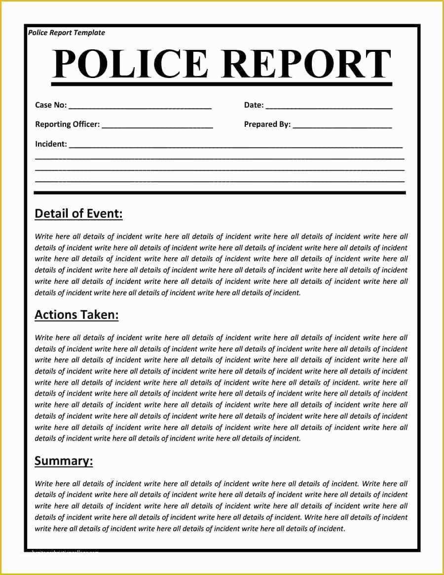 Free Report Templates Of 20 Police Report Template & Examples [fake Real]