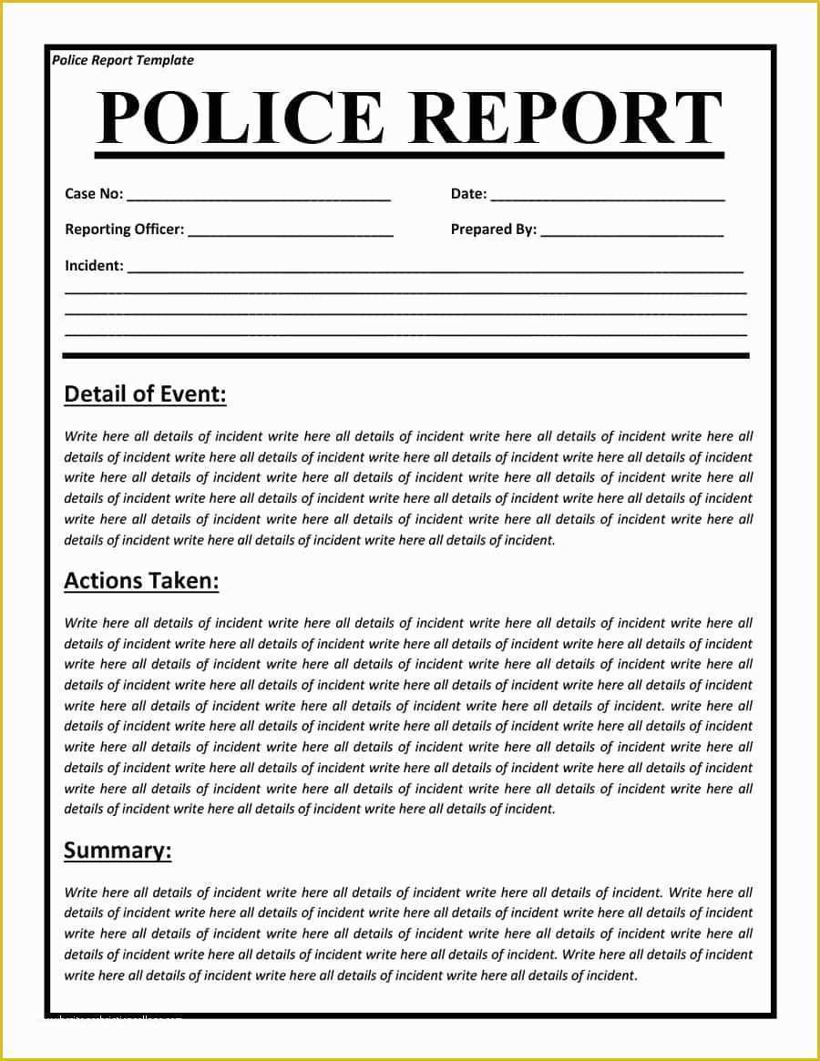 Free Report Templates Of 20 Police Report Template &amp; Examples [fake Real]