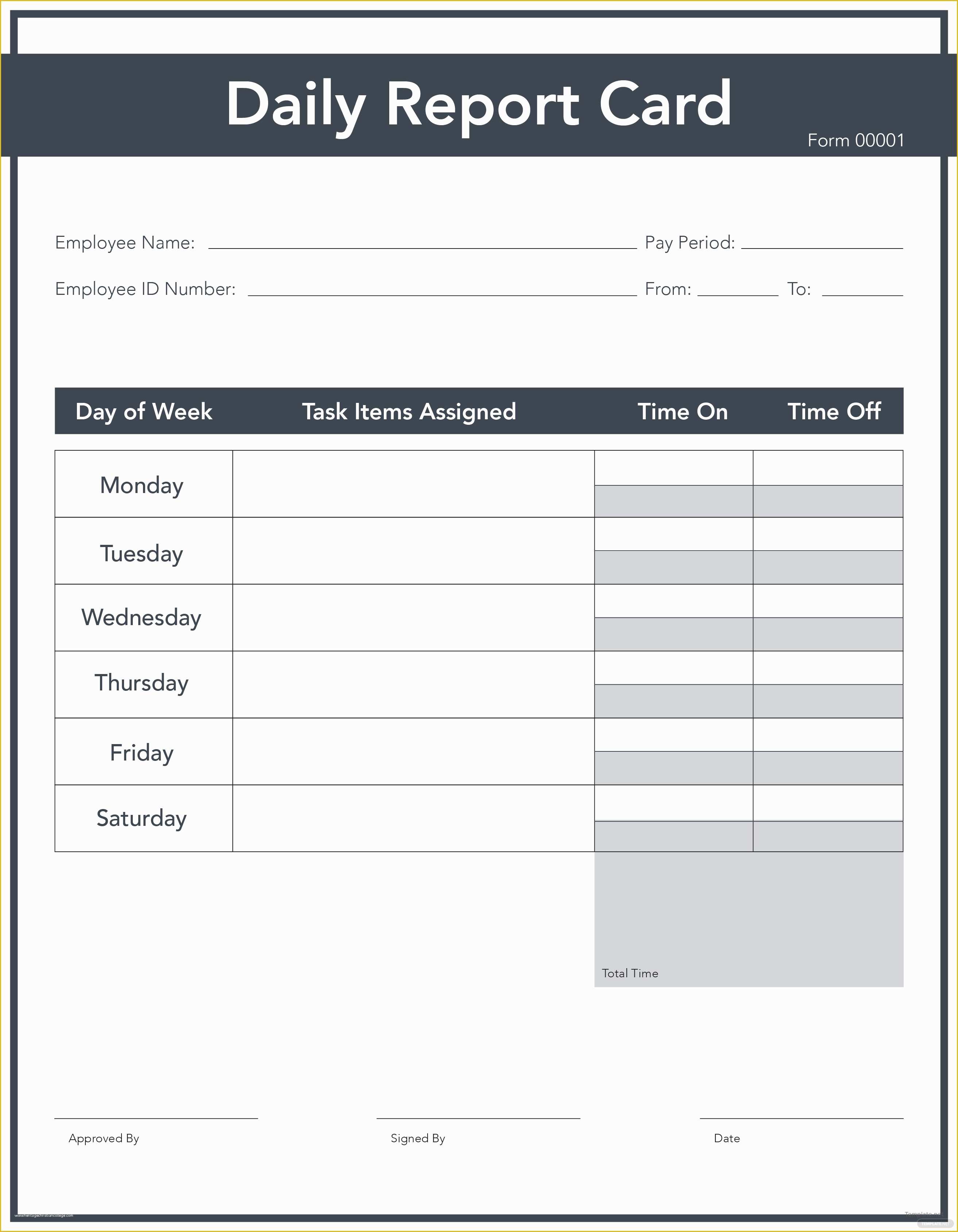 Free Report Templates Of Free Daily Report Card Template In Adobe Shop Adobe