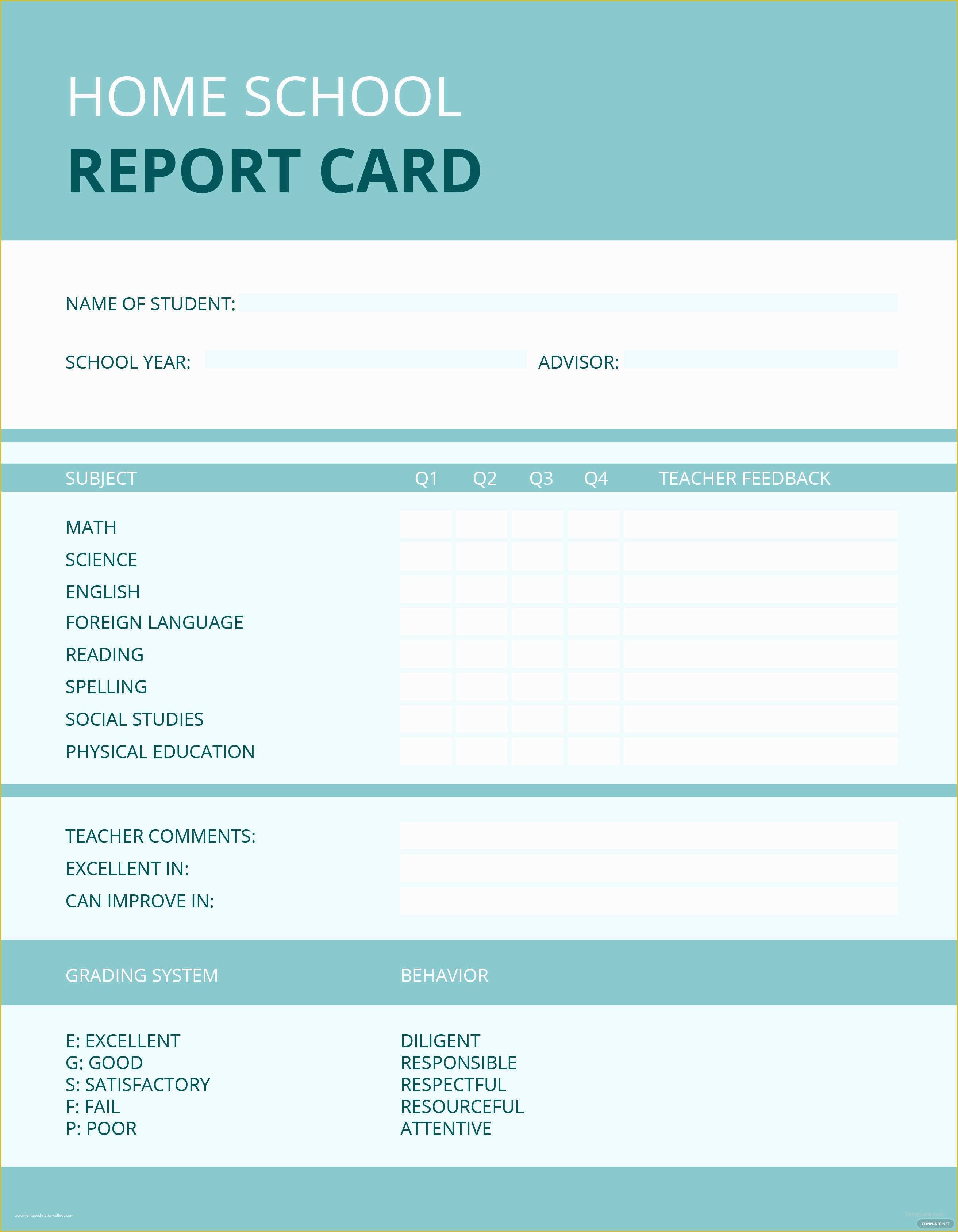 Free Report Templates Of Free Home School Report Card Template In 