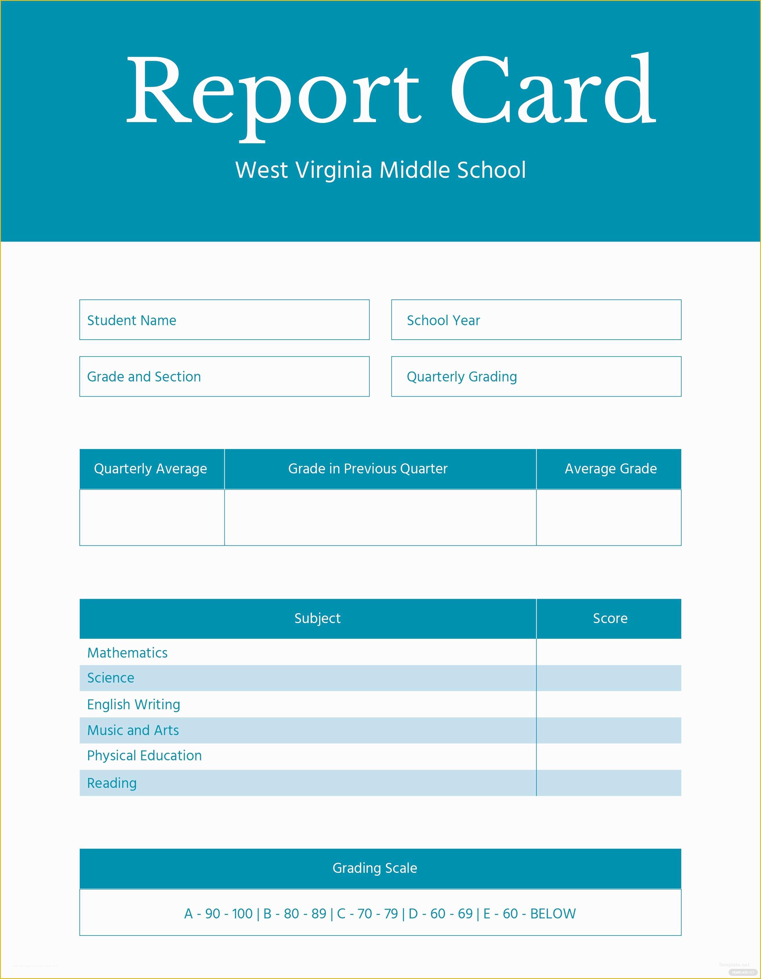 Free Report Templates Of Free Middle School Report Card Template In Microsoft Word
