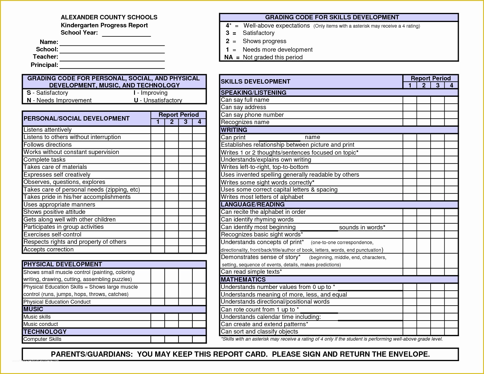 Free Report Templates Of Kindergarten Report Card Template Free Preschool