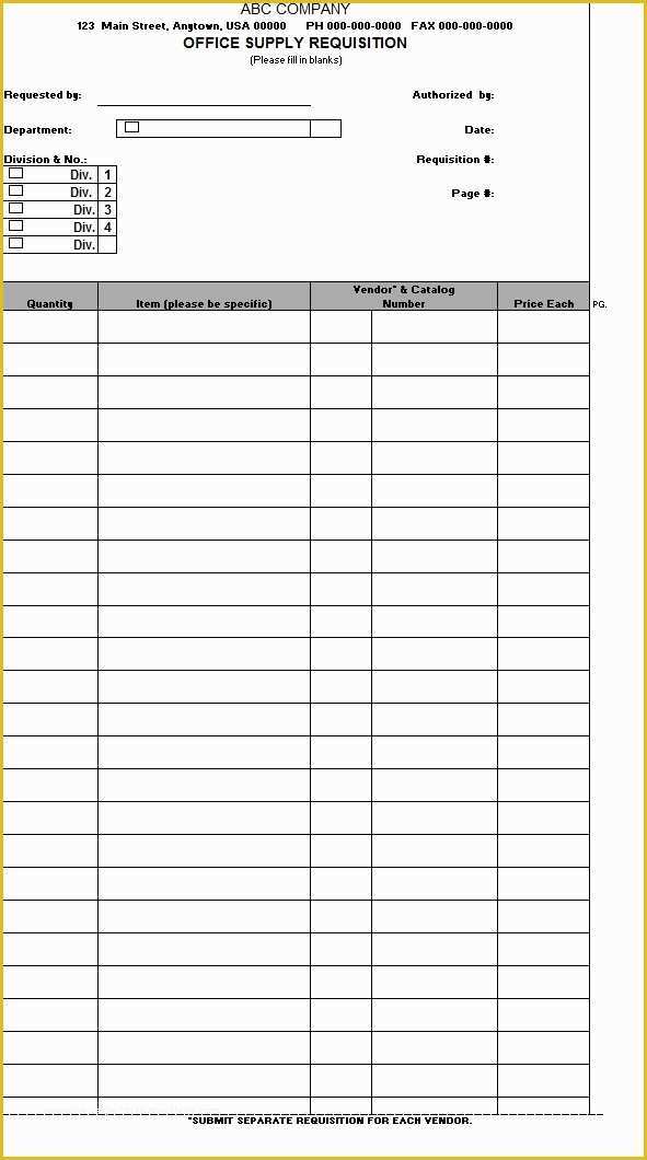 Free Requisition form Template Excel Of Fice Supply Requisition form Template Sample
