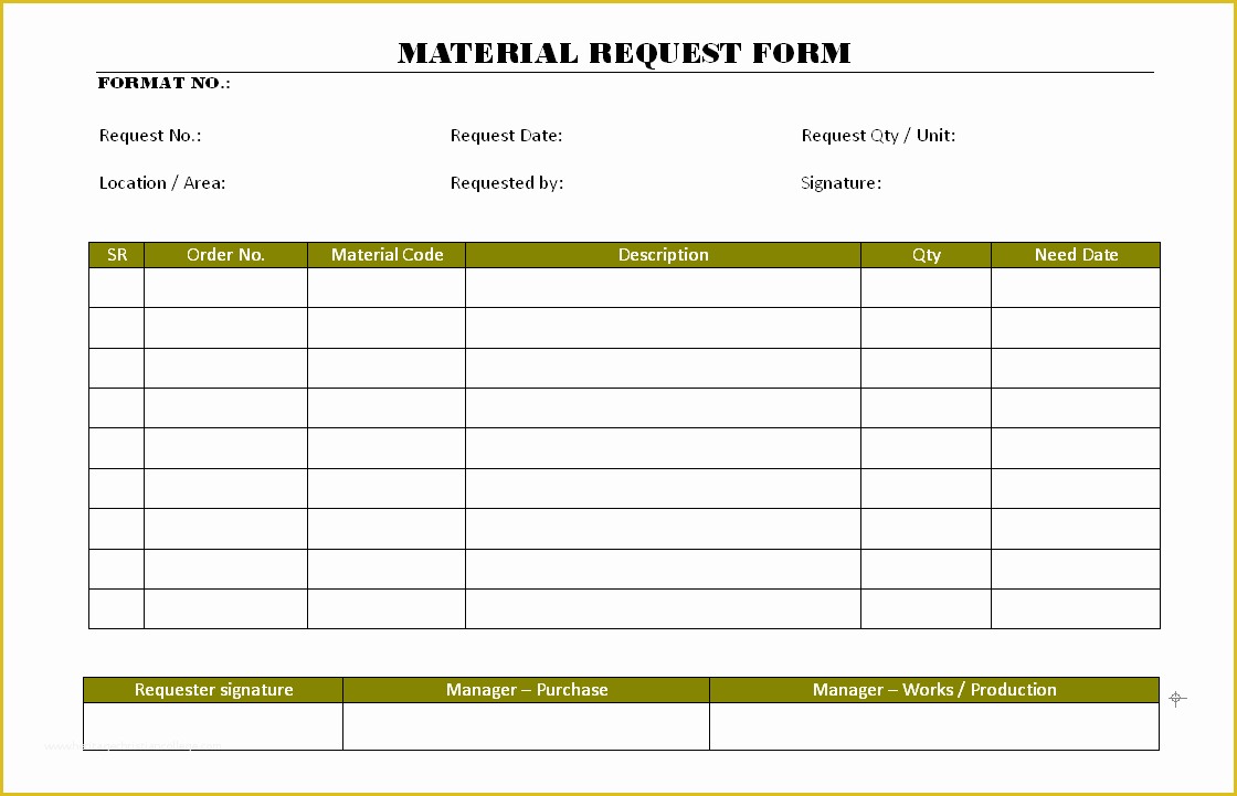 Free Requisition form Template Excel Of Material Request form format Samples