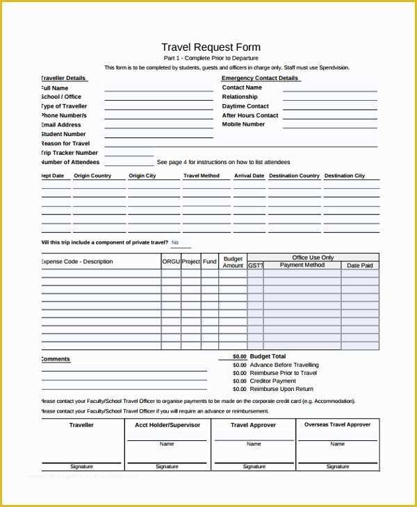Free Requisition form Template Excel Of Sample Travel Request form 9 Free Documents Download In