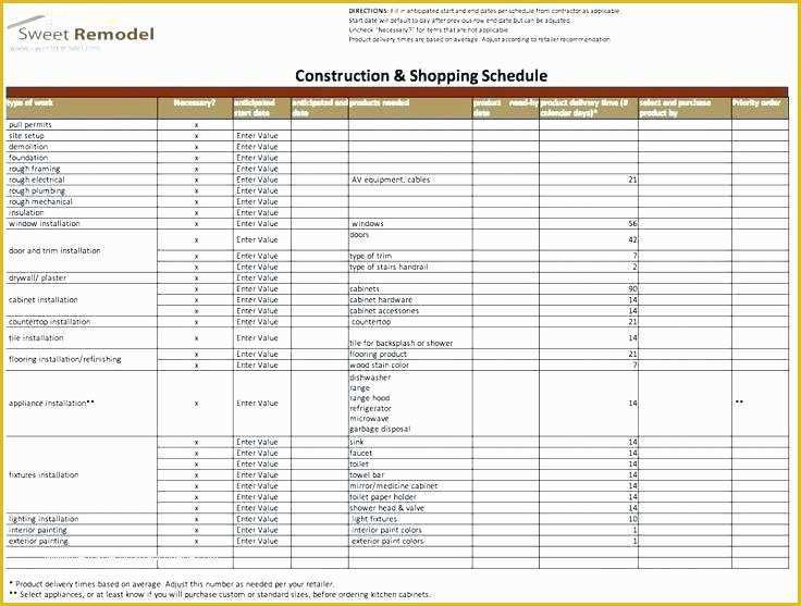 Free Residential Construction Schedule Template Of Residential Construction Materials List Template