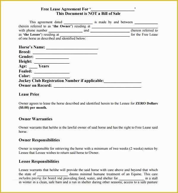 Free Residential Lease Agreement Template Ohio Of 10 Horse Lease Agreement Templates