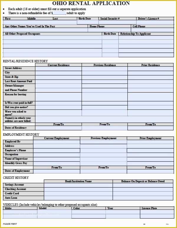 Free Residential Lease Agreement Template Ohio Of Free Ohio Rental Application Pdf