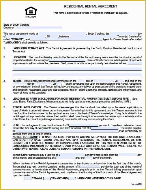 Free Residential Lease Agreement Template Ohio Of Free south Carolina Residential Lease Agreement form – Pdf