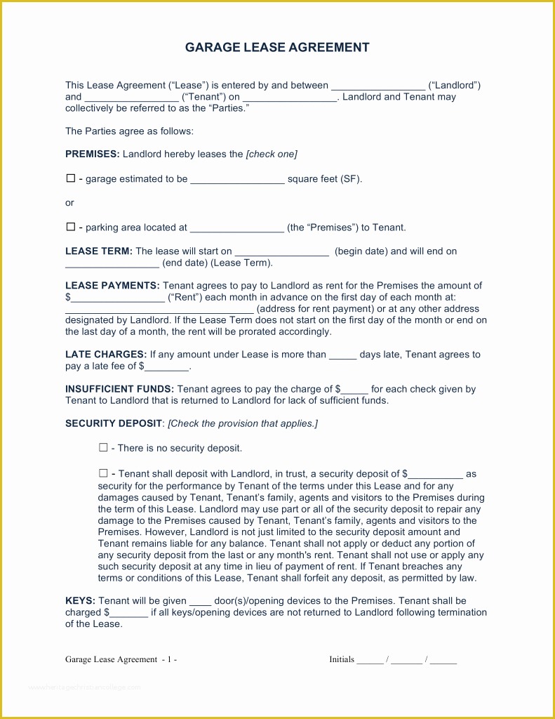 Free Residential Lease Agreement Template Ohio Of Garage Lease Agreement