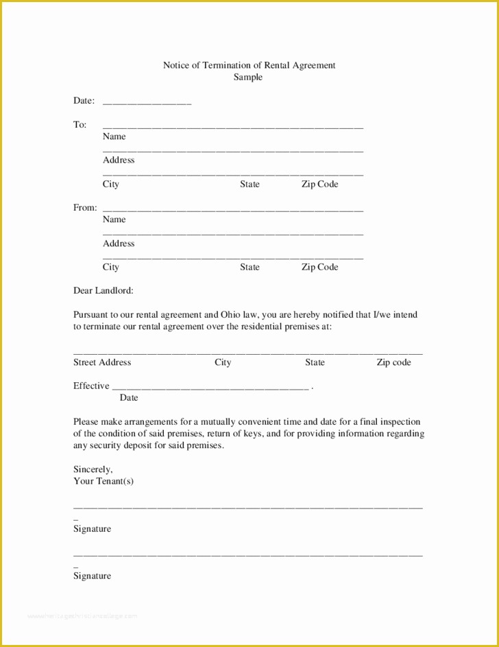 Free Residential Lease Agreement Template Ohio Of Termination Of Contract Template Ohio Free Download