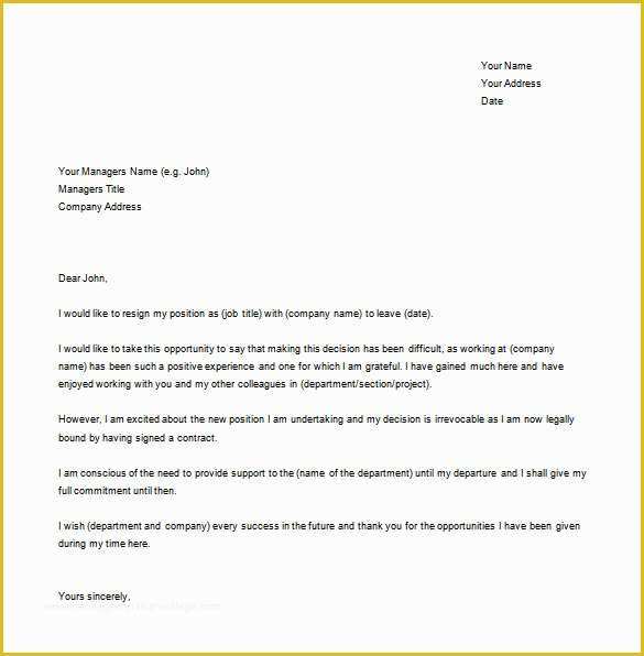 Free Resignation Letter Template Word Of 19 Job Resignation Letter Templates – Free Sample