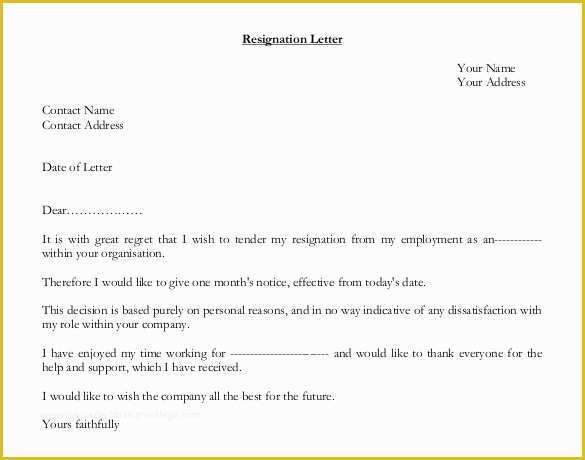 Free Resignation Letter Template Word Of 27 Resignation Letter Templates Free Word Excel Pdf