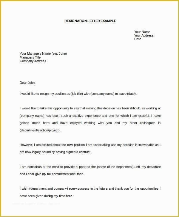 Free Resignation Letter Template Word Of 34 Resignation Letter Word Templates