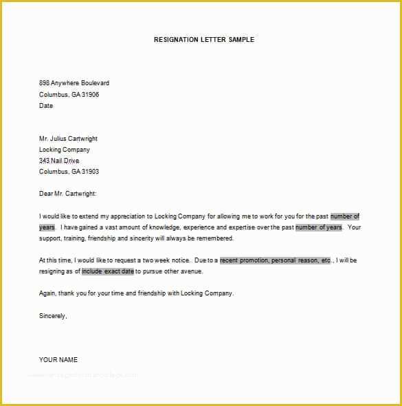 Free Resignation Letter Template Word Of 37 Simple Resignation Letter Templates Pdf Doc