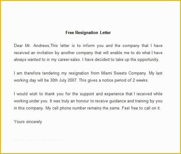 Free Resignation Letter Template Word Of 69 Resignation Letter Template Word Pdf Ipages